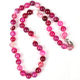 8mm Pink Agate Charm Necklace 18in for Girls H176
