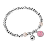 Colorful 925 Silver Smiley Face Bracelet DIY Bead Elastic Rope Ear