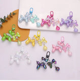 Acrylic Balloon Dog Keychain Pearl Bowknot Puppy Key Chains Women