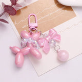 Acrylic Balloon Dog Keychain Pearl Bowknot Puppy Key Chains Women