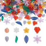 Colorful Acrylic Beads Flower Leaf Frosted Transparent Mixed for Jewelry Making