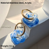 Acrylic Flower Resin Drop Earrings Stainless Steel Hollow Circle