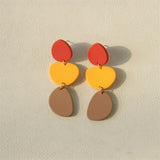 Colorful Acrylic Heart Eye Leopard Earrings Geometric Gradient Clay Jewelry