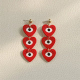 Colorful Acrylic Heart Eye Leopard Earrings Geometric Gradient Clay Jewelry