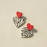 Colorful Acrylic Heart Eye Leopard Earrings Geometric Gradient Clay Jewelry
