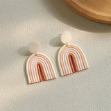 Colorful Acrylic Heart Eye Leopard Earrings Geometric Gradient Clay Jewelry