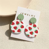 Colorful Acrylic Heart Eye Leopard Earrings Geometric Gradient Clay Jewelry