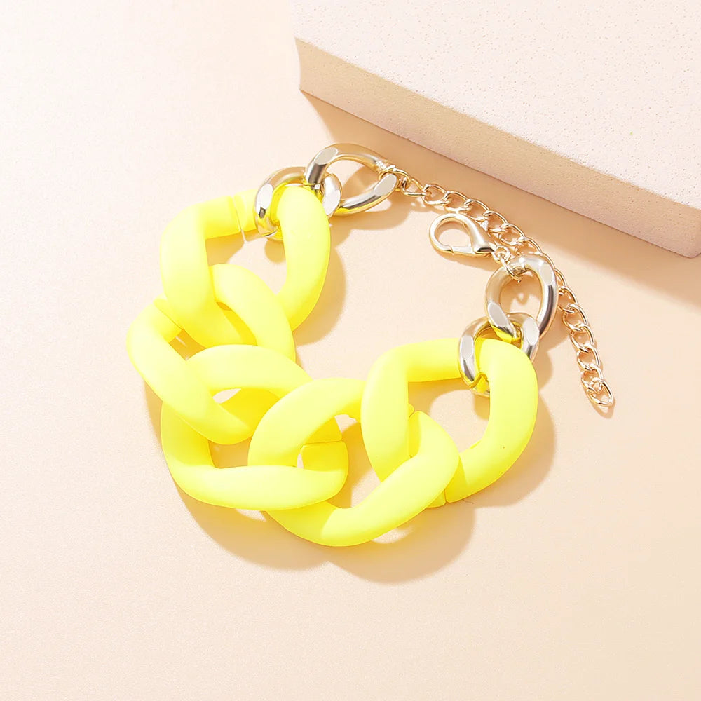 Colorful Acrylic Thick Chain Bracelets Bohemian Resin Chain Bracelets
