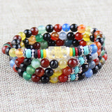 Colorful Agate Bracelet 108 Beads Necklace Lucky Money Evil Ward Off