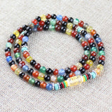Colorful Agate Bracelet 108 Beads Necklace Lucky Money Evil Ward Off