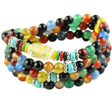 Colorful Agate Bracelet 108 Beads Necklace Lucky Money Evil Ward Off