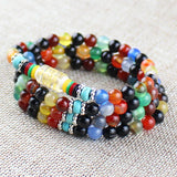 Colorful Agate Bracelet 108 Beads Necklace Lucky Money Evil Ward Off