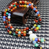 Colorful Agate Bracelet Red 108 Beads Men Women Jewelry