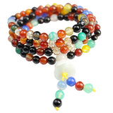 Colorful Agate Bracelet Red 108 Beads Men Women Jewelry
