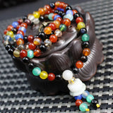 Colorful Agate Bracelet Red 108 Beads Men Women Jewelry