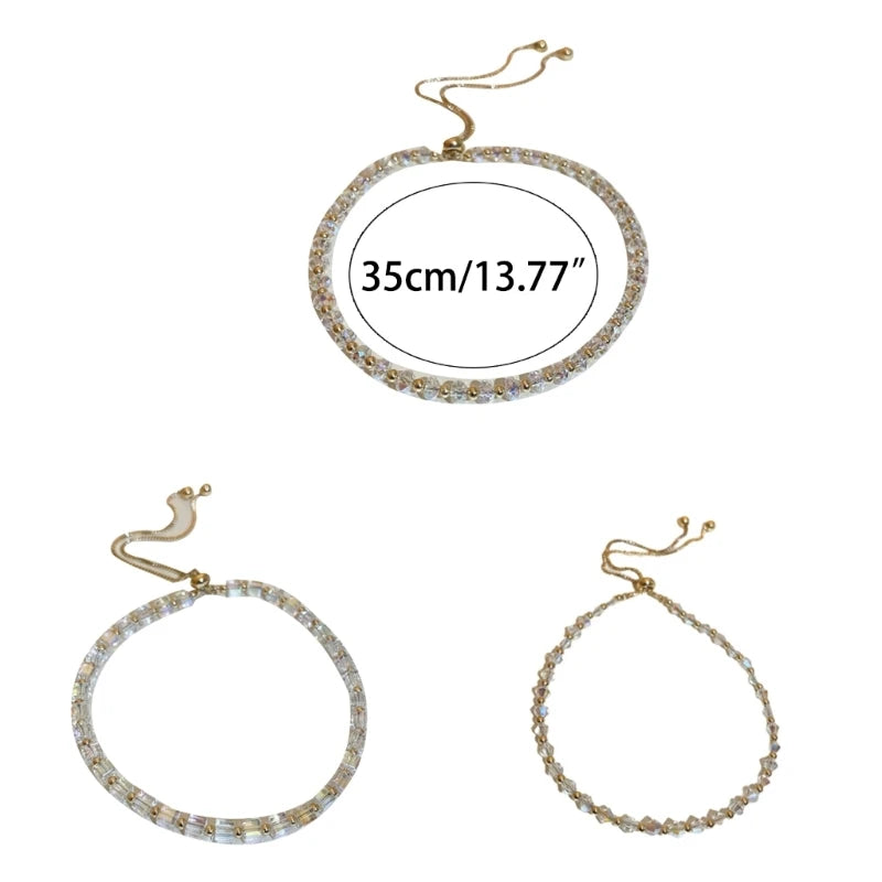 Crystal Bead Ankle Bracelet Adjustable Size Foot Chain Jewelry
