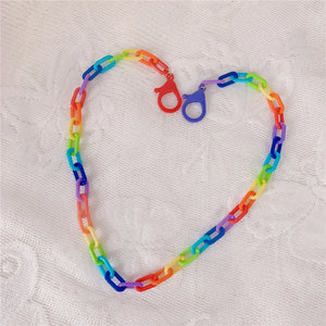 Colorful Anti-lost Face Cover Lanyard Rainbow Mask Chain Women Neck Chain