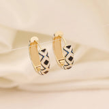 Colorful Argyle Hoop Earrings For Women Retro Jewelry