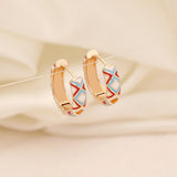 Colorful Argyle Hoop Earrings For Women Retro Jewelry