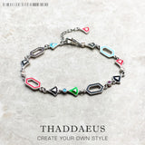 Colorful Link Chain Bracelet 925 Sterling Silver Jewelry