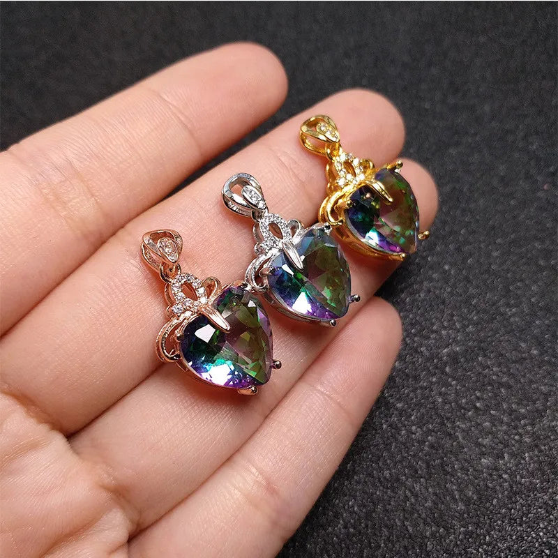 Austrian Crystal Heart Pendant Necklace 18k Filled Choker Romantic Jewelry