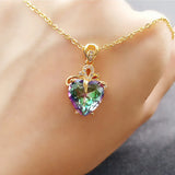 Austrian Crystal Heart Pendant Necklace 18k Filled Choker Romantic Jewelry