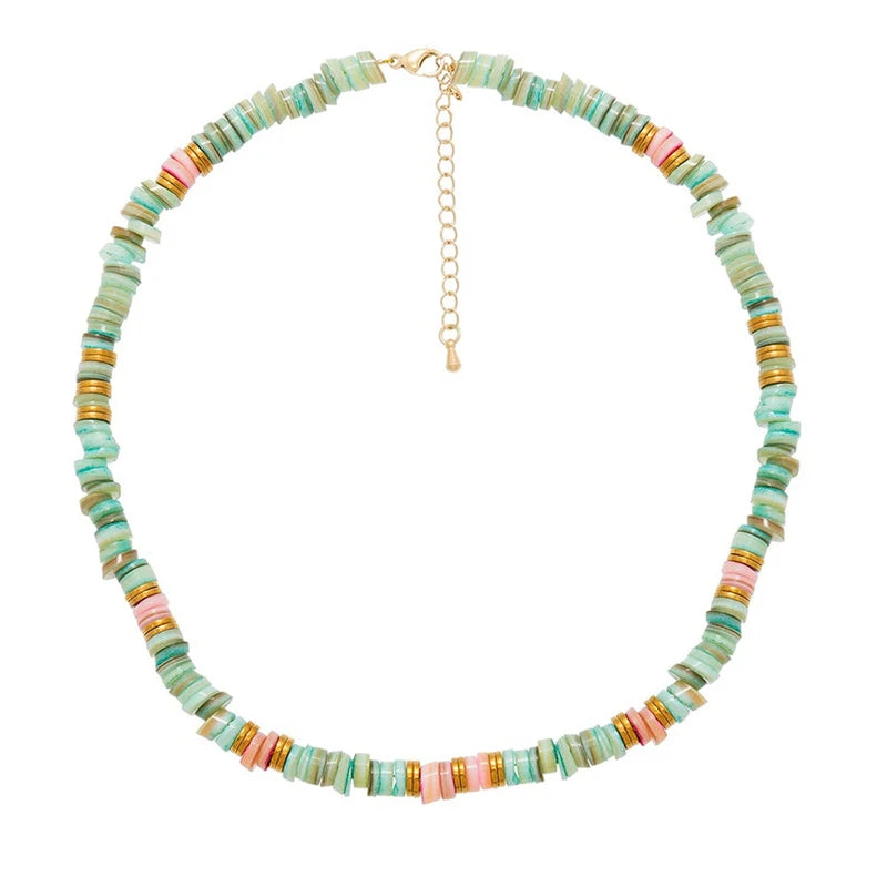 Colorful Bead Necklace Boho Choker Stone Bead Jewelry Summer Accessories