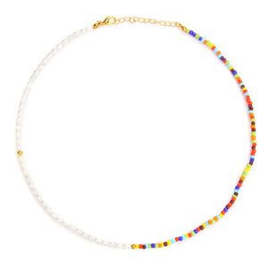 Colorful Beaded Necklace Natural Baroque Pearl Chokers