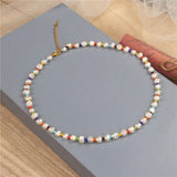 Colorful Beaded Necklace Natural Baroque Pearl Chokers