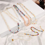 Colorful Beaded Necklace Natural Baroque Pearl Chokers