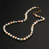 Colorful Beaded Necklace Natural Baroque Pearl Chokers