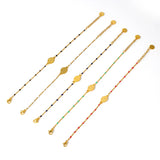 Colorful Beaded Religion Charm Bracelet For Women Stainless Steel Choker Chain
