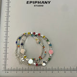Colorful Beaded Smile Face Bracelet For Women Beads Pearl Stackable Link Charm