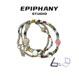 Colorful Beaded Smile Face Bracelet For Women Beads Pearl Stackable Link Charm
