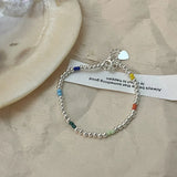 Colorful Beaded Smile Face Bracelet For Women Beads Pearl Stackable Link Charm