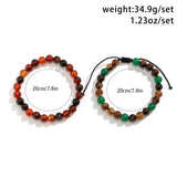 Colorful Beads Bracelets Set for Men Charms Stone Beaded Hand Chains Jewelry