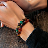 Colorful Beads Bracelets Set for Men Charms Stone Beaded Hand Chains Jewelry