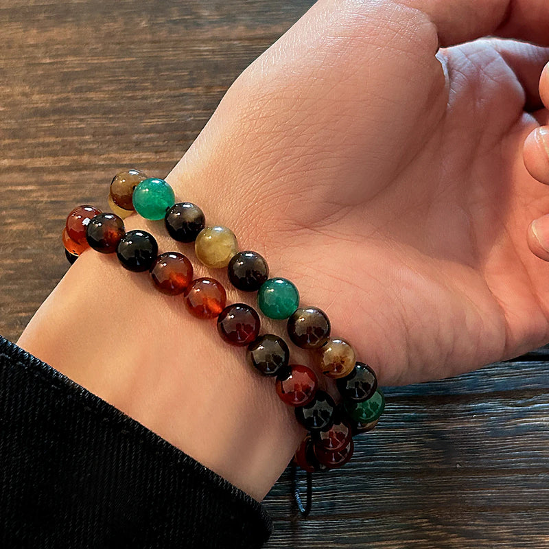 Colorful Beads Bracelets Set for Men Charms Stone Beaded Hand Chains Jewelry