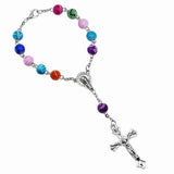 Colorful Beads Hand Chain Rosary Bracelet Crucifix Cross Religious Jewelry