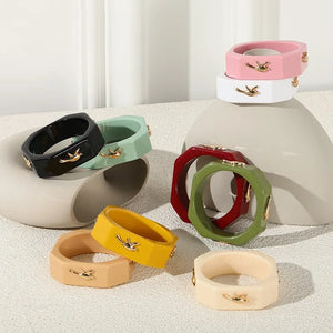 Colorful Bee Acrylic Polygon Bangles for Women Geometric Square Indian Charm