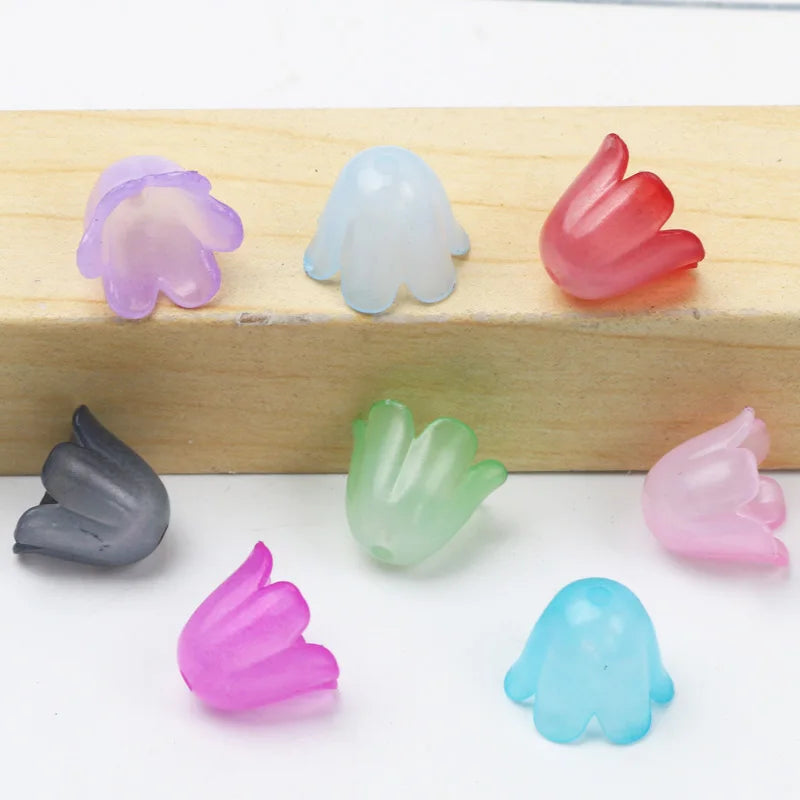 Colorful Bellflower Lampwork Glass Beads Jewelry Making DIY Accessories
