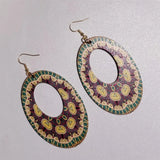 Colorful Round Drop Earring Flower Wood Earrings Women's Jewelry