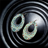 Colorful Round Drop Earring Flower Wood Earrings Women's Jewelry