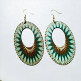 Colorful Round Drop Earring Flower Wood Earrings Women's Jewelry
