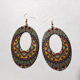 Colorful Round Drop Earring Flower Wood Earrings Women's Jewelry