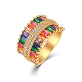 Bohemia Rainbow Stone Rings Ice Out CZ Boho Jewelry Crystal Gift KBR428
