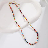 Boho Half Pearl Necklace for Women Beaded Collar Chain Jewelry