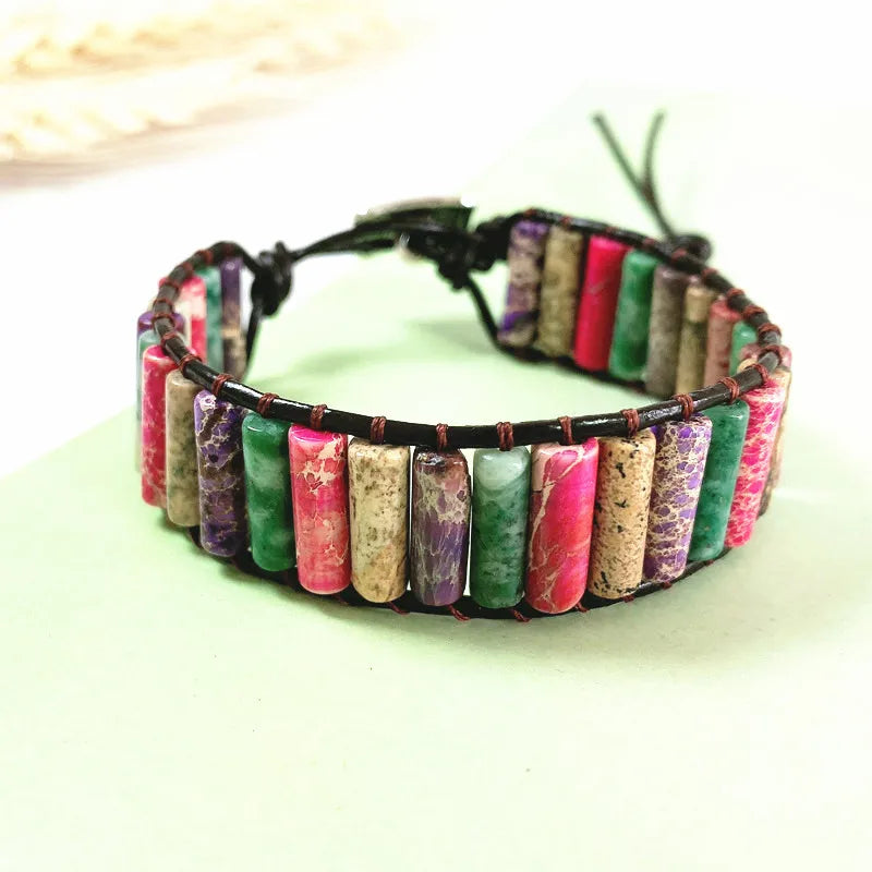 Colorful Bohemian Style Single Layer Natural Stone Bracelet