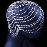 Colorful Bridal Headpiece Rhinestone Headband Crystal Chain Flapper Cap