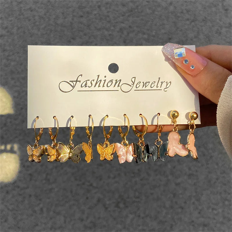 Colorful Butterfly Earring Set For Women